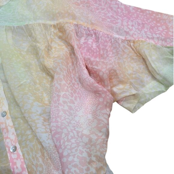 Hale Bob Colorful Sheer Cheetah Print Dolman Sleeve Blouse XS NWT - Picture 3 of 5